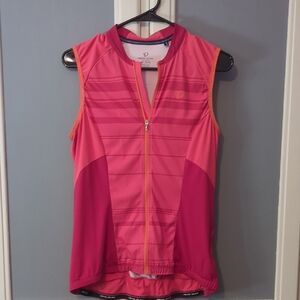 Pearl Izumi Women's Sleeveless Cycling Jersey in Bright Pink with Orange Trim